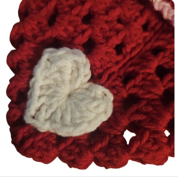 Handmade Granny Square Heart Crochet Handbag Valentine's Day Red Envelope Purse - Picture 7 of 16